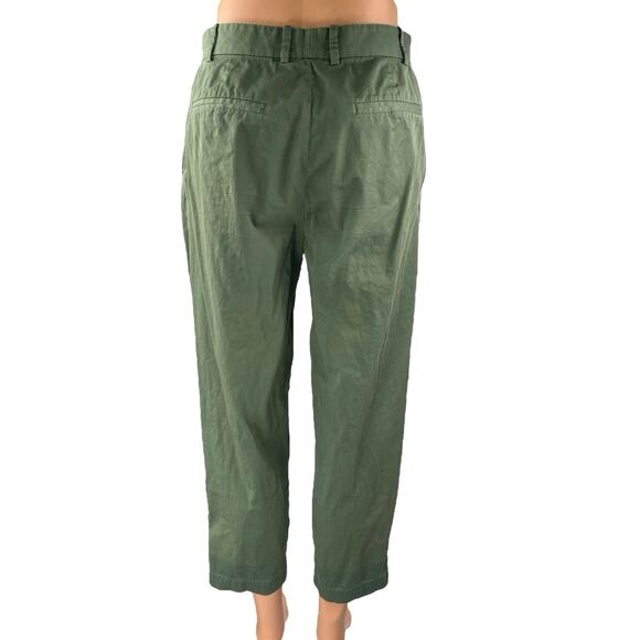 Everlane Women's Green High Rise Pleated Tapered Leg Crop Trousers Pants Size 0 - Picture 3 of 5